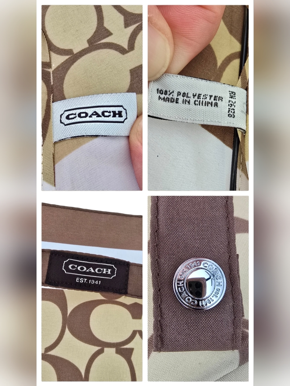 NWT Coach Y2K Chelsea Signature Khaki / Mahogany Compact Umbrella F60588 - Picture 4 of 9
